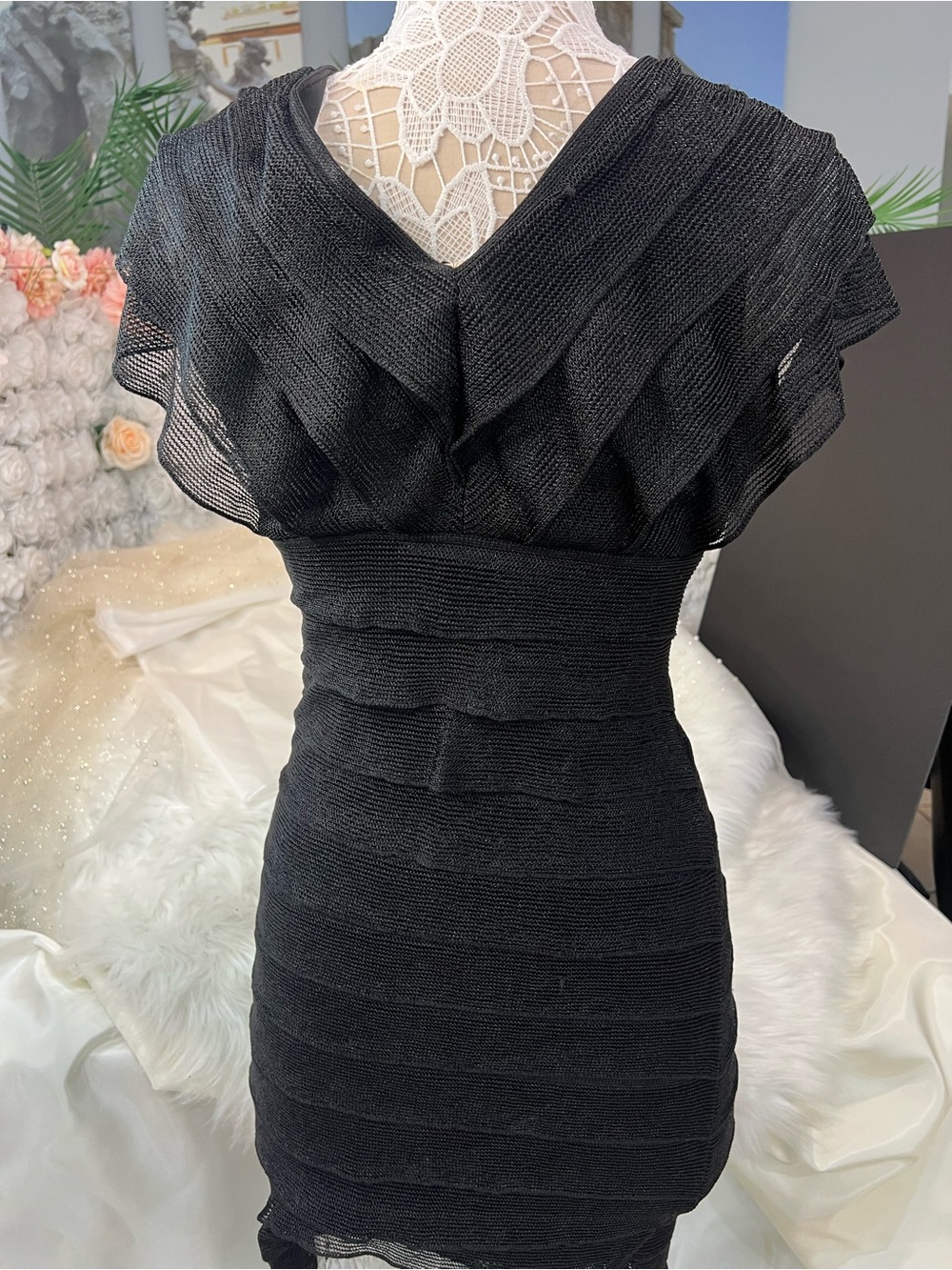 Studio M Black Layered Knit Mini Dress